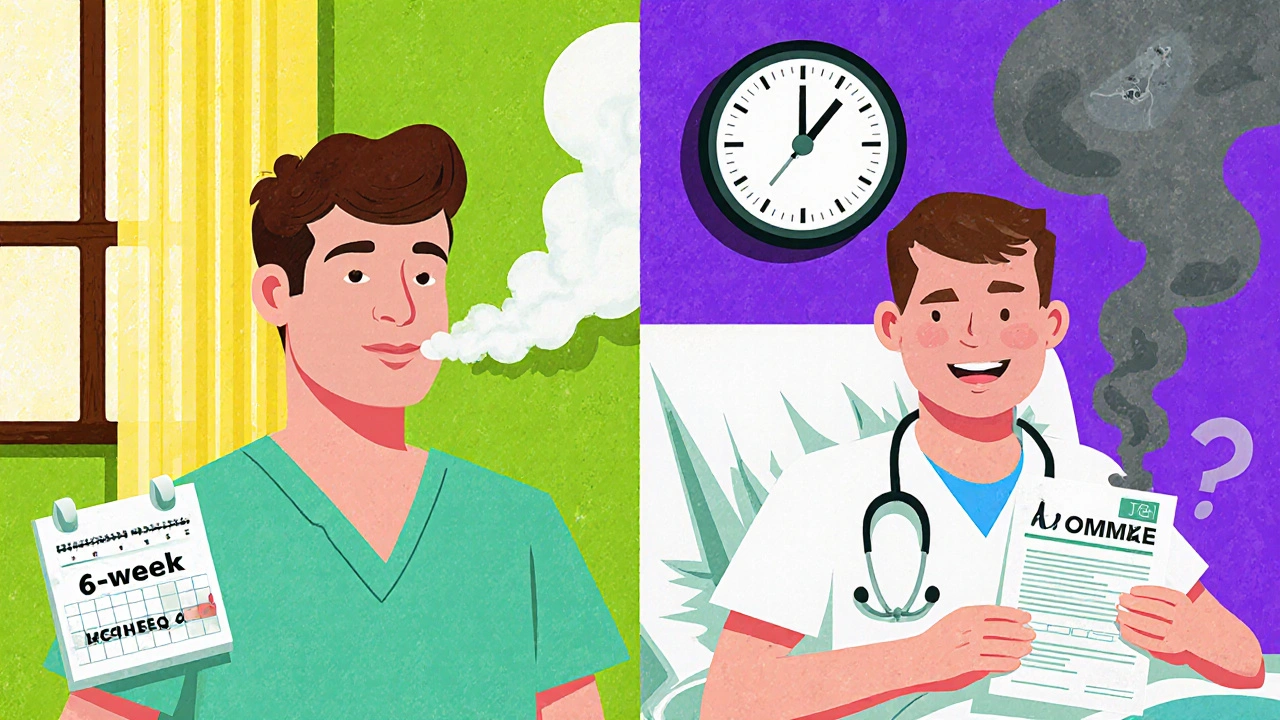 Comparaison côte à côte de la récupération d'un patient qui a arrêté de fumer vs un fumeur.