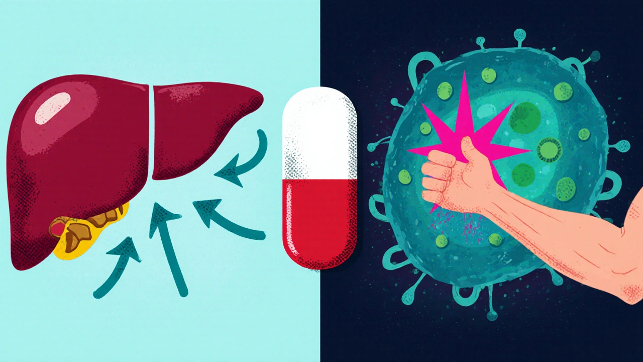 Dessins cartoon montrant le métabolisme du glucose avec Metformine et Pioglitazone.