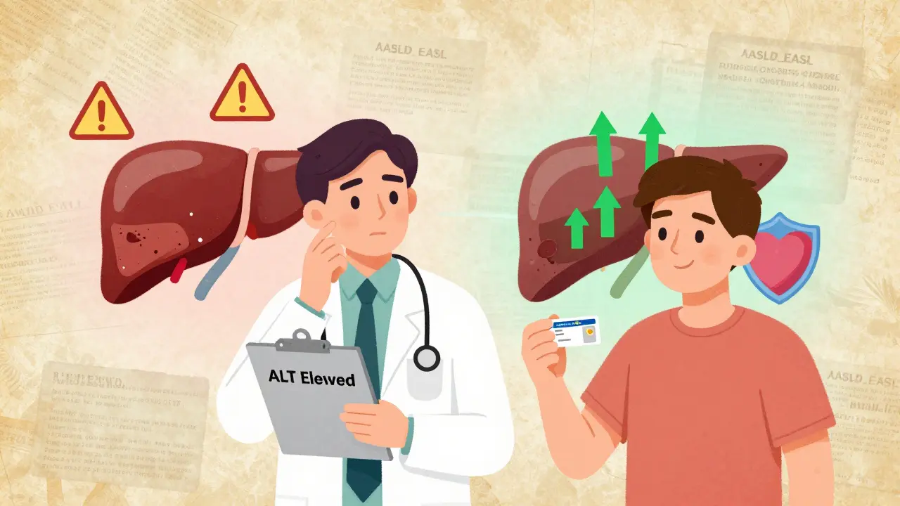 Médecin hésitant face à un patient avec un foie gras, deux réalités opposées en arrière-plan.