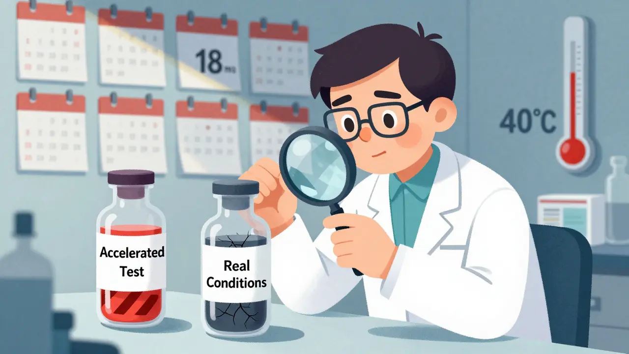 Technicien de laboratoire comparant deux échantillons de médicaments, l'un en test accéléré, l'autre en conditions réelles.