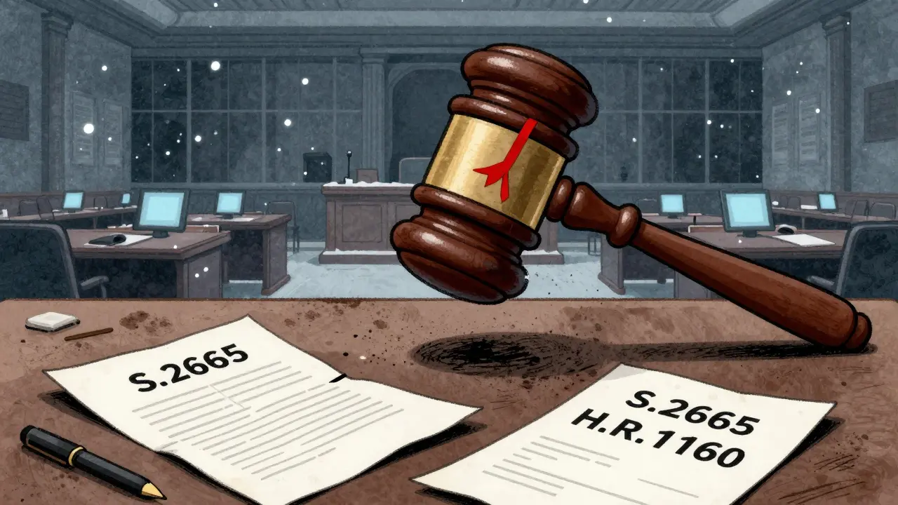 Un comité sénatorial déserté, deux projets de loi abandonnés, une gavel gelée en l'air, sous une neige silencieuse.