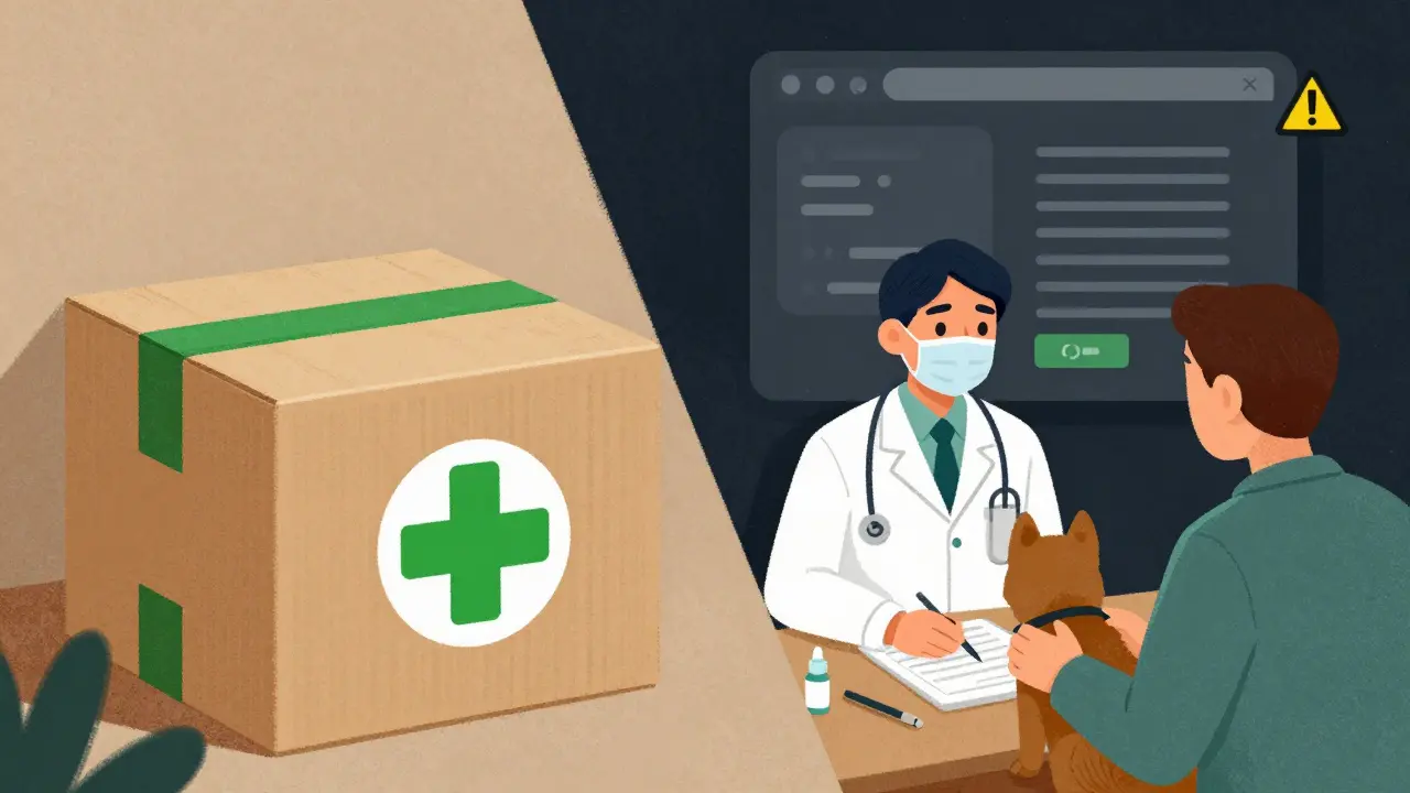 Comparaison entre livraison sécurisée de pharmacie certifiée et sites suspects non réglementés.