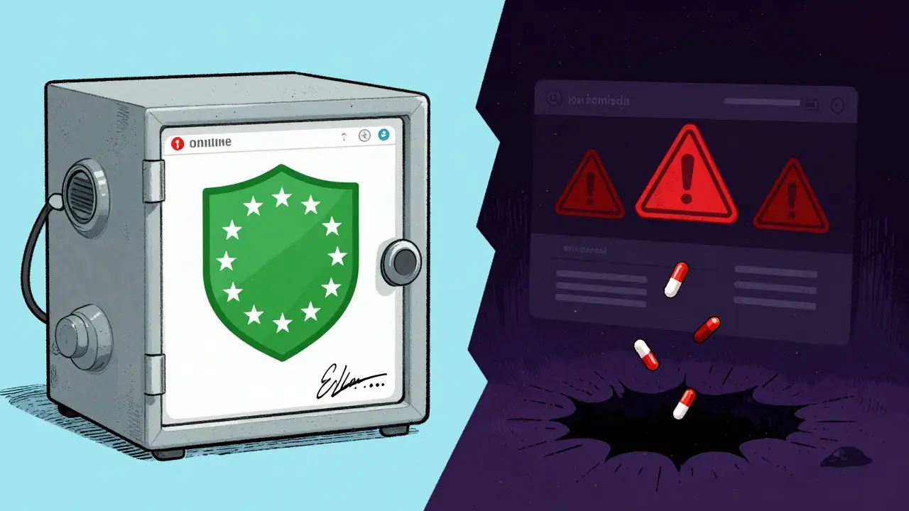Comparaison entre pharmacie en ligne sûre et site frauduleux
