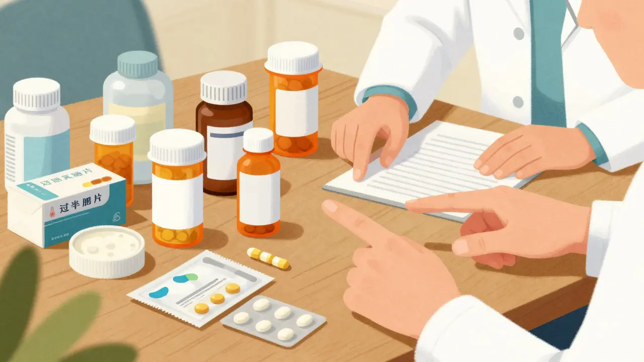 Examen détaillé des boîtes de médicaments sur une table