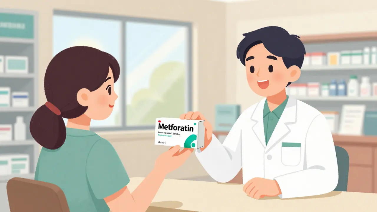 Patient et pharmacien dans une pharmacie locale sécurisée