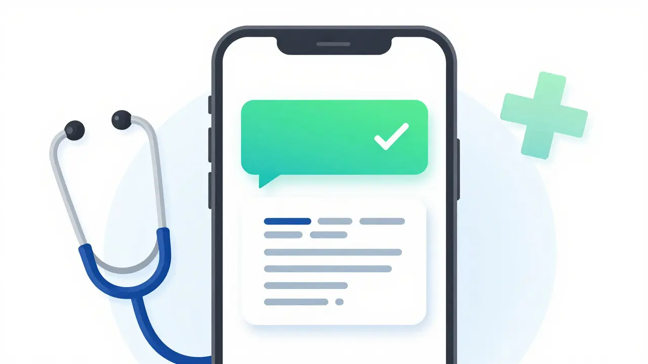 Téléphone montrant une ordonnance électronique via une application de télémédecine