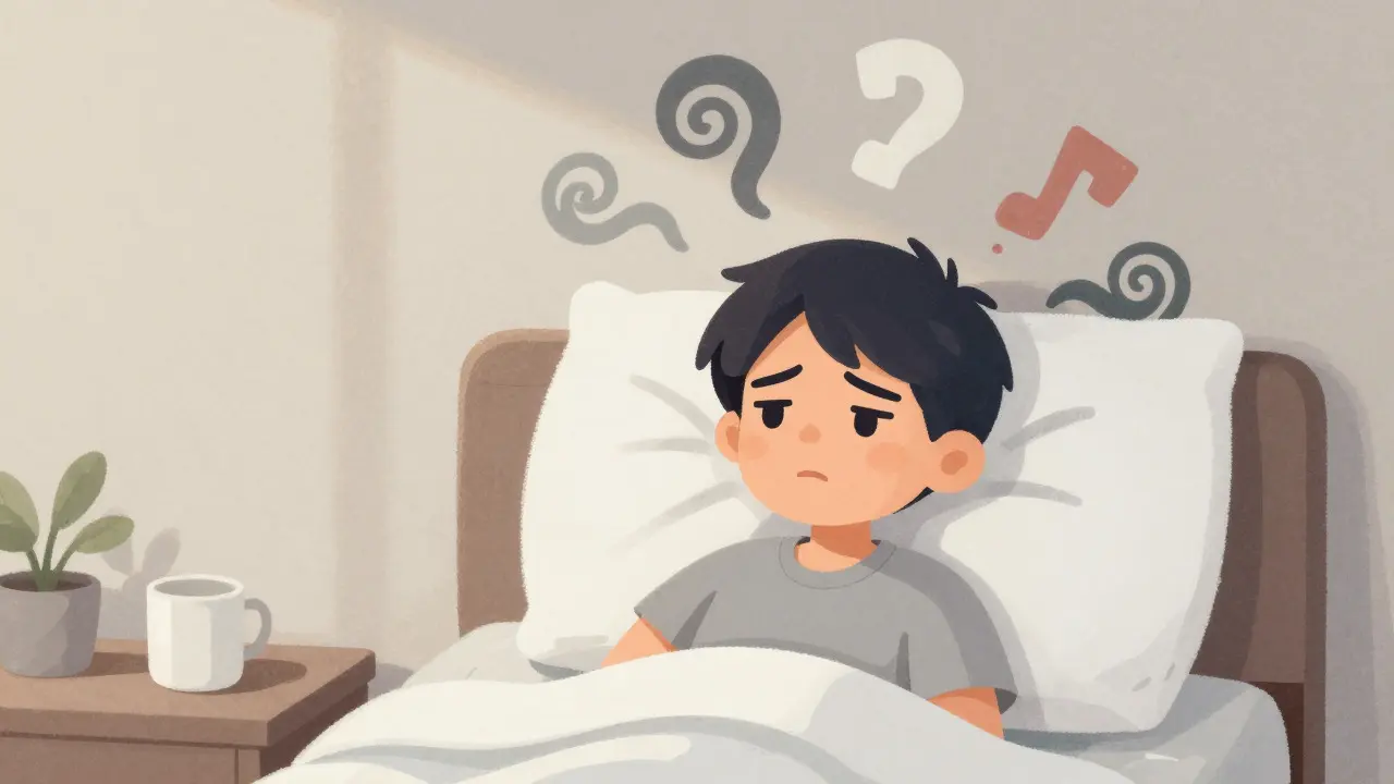 Effets cognitifs et fatigue mentale du lendemain illustrés en style cartoon
