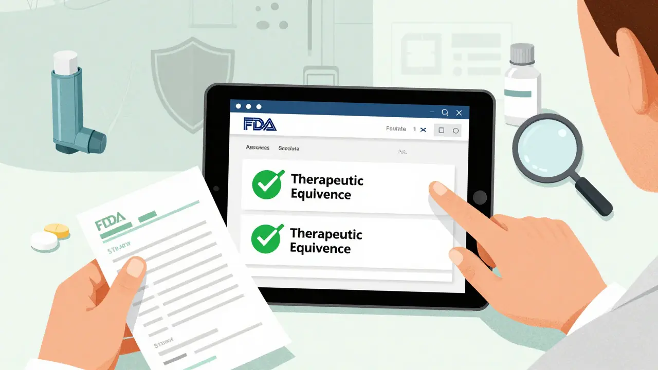 Vue rapprochée d'une vérification d'équivalence thérapeutique sur une tablette